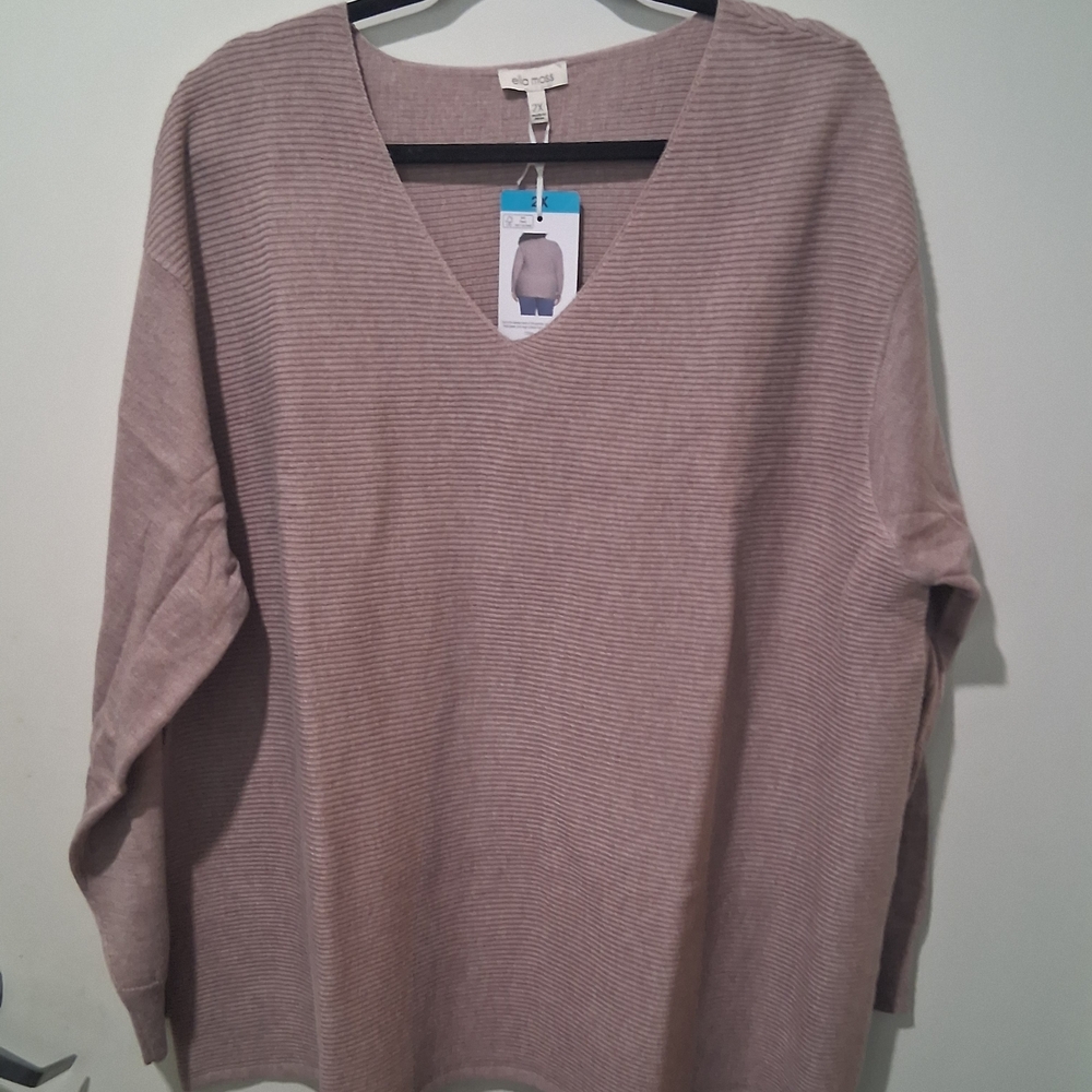 Ella Moss Beige V-Neck Sweater